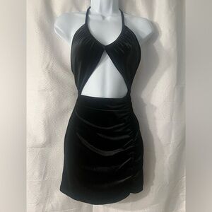 ZARA black velvet cut out dress